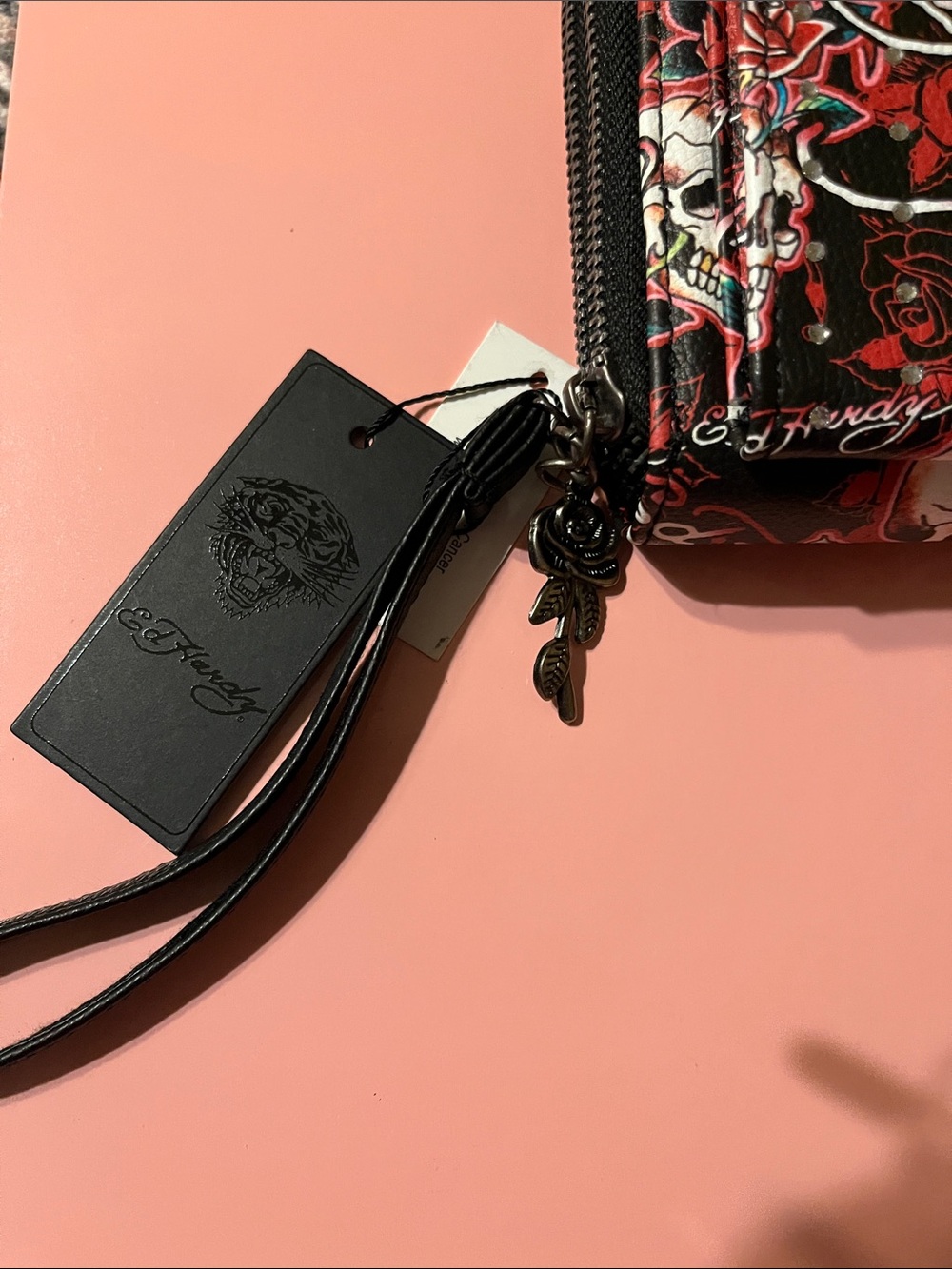NWT Ed Hardy Black & Red Tattoo-Print Zip Wristlet and NWT Ed Hardy Umbrella 2pc - Picture 2 of 16